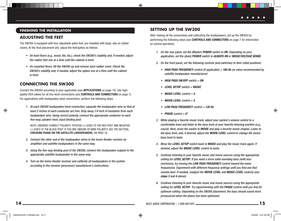 Niles Audio SW300 User Manual | Page 9 / 13