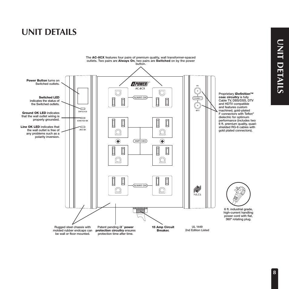 Unit details, Un it d et a il s | Niles Audio AC-8CX User Manual | Page 11 / 23