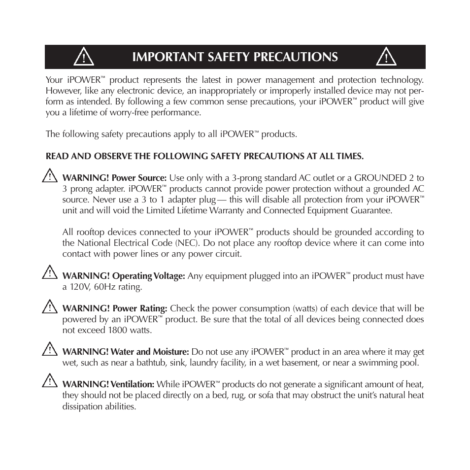 Important safety precautions | Niles Audio AC-8CX User Manual | Page 2 / 23