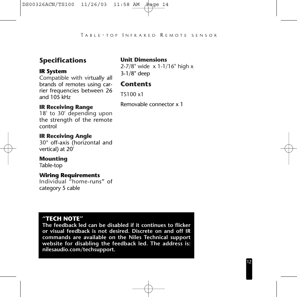 Niles Audio TS100 User Manual | Page 13 / 16