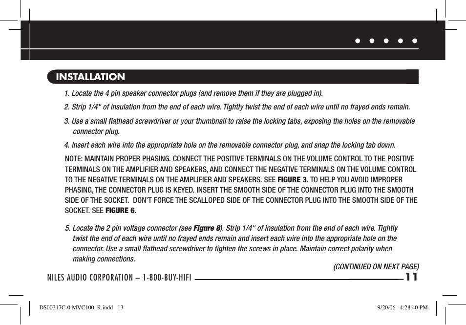 Niles Audio MVC100R User Manual | Page 13 / 24