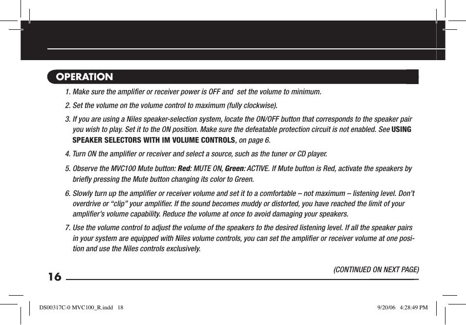 Niles Audio MVC100R User Manual | Page 18 / 24