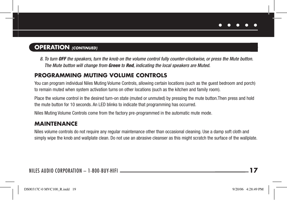 Niles Audio MVC100R User Manual | Page 19 / 24