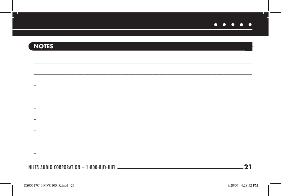 Niles Audio MVC100R User Manual | Page 23 / 24