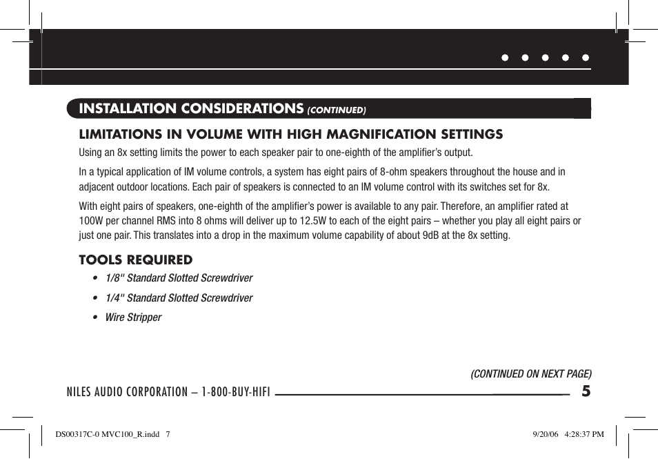 Niles Audio MVC100R User Manual | Page 7 / 24