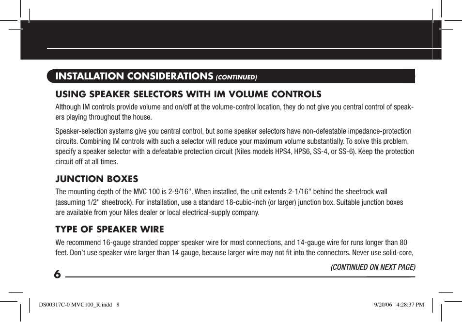 Niles Audio MVC100R User Manual | Page 8 / 24