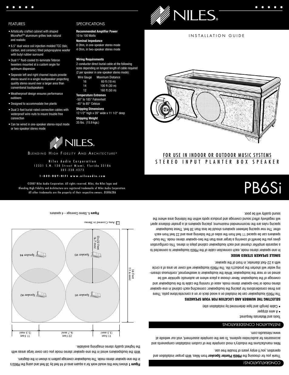 Niles Audio Niles PB6Si User Manual | 2 pages