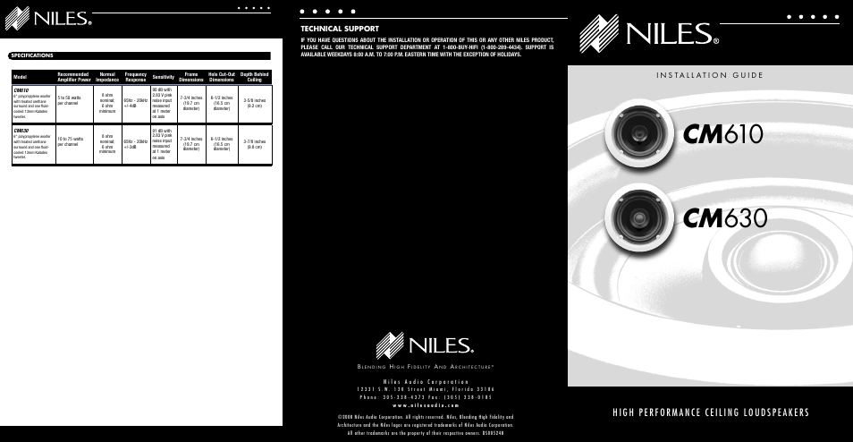 Niles Audio CM610 User Manual | 6 pages