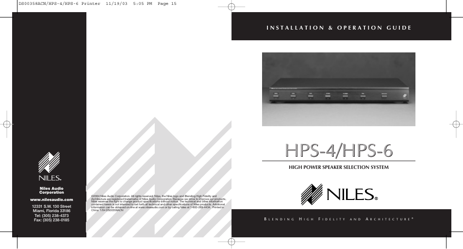 Niles Audio HPS-4/HPS-6 User Manual | 8 pages