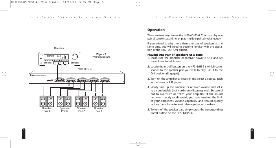 Operation | Niles Audio HPS-4/HPS-6 User Manual | Page 6 / 8