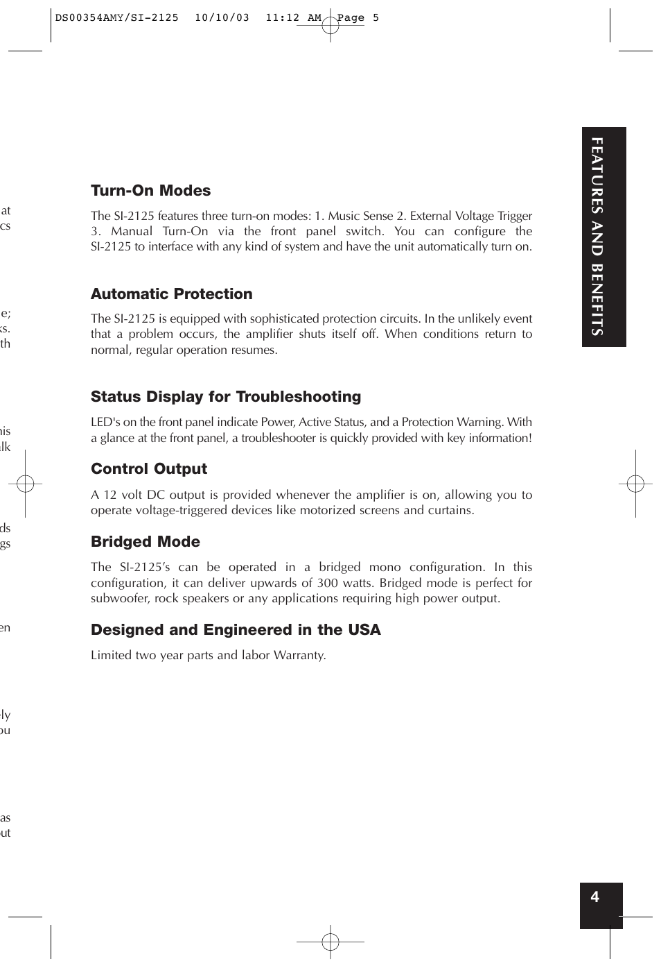 Niles Audio SYMPTOM SI-2125 User Manual | Page 4 / 20