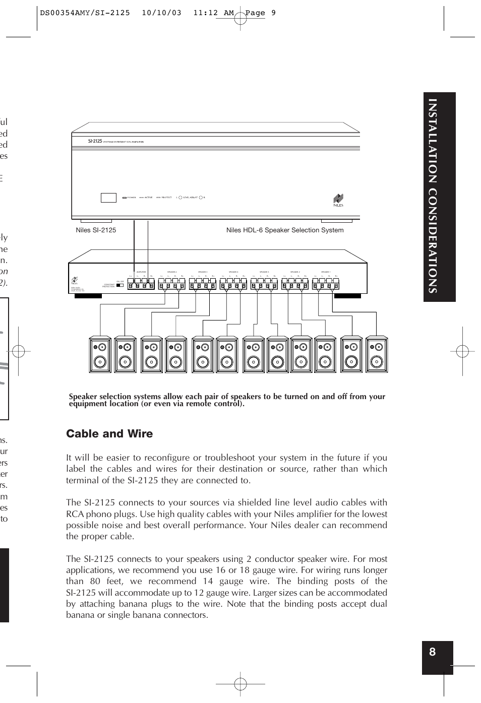 Inst alla tion considera tions 8 cable and wire | Niles Audio SYMPTOM SI-2125 User Manual | Page 8 / 20