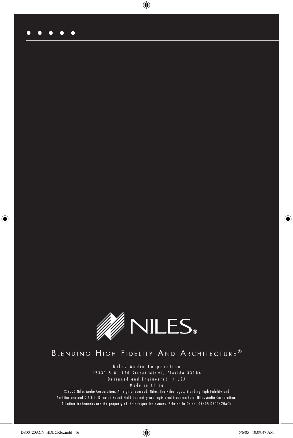Niles Audio HDLCRBX DS00420ACN User Manual | Page 16 / 16