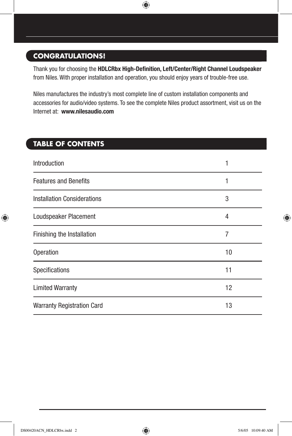 Niles Audio HDLCRBX DS00420ACN User Manual | Page 2 / 16