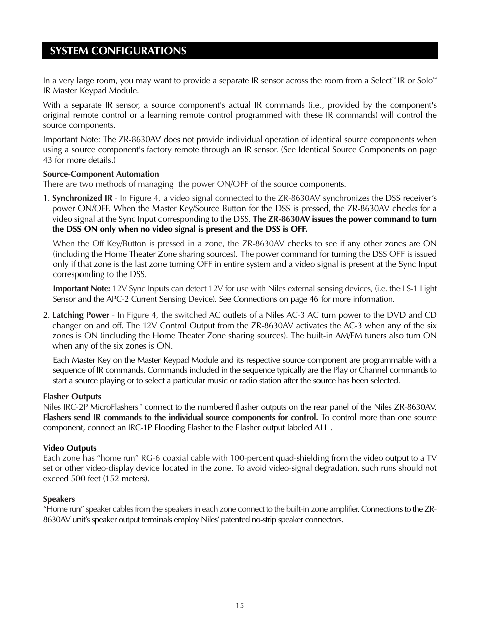 System configurations | Niles Audio ZR-8630AVZR-8630AV User Manual | Page 15 / 86