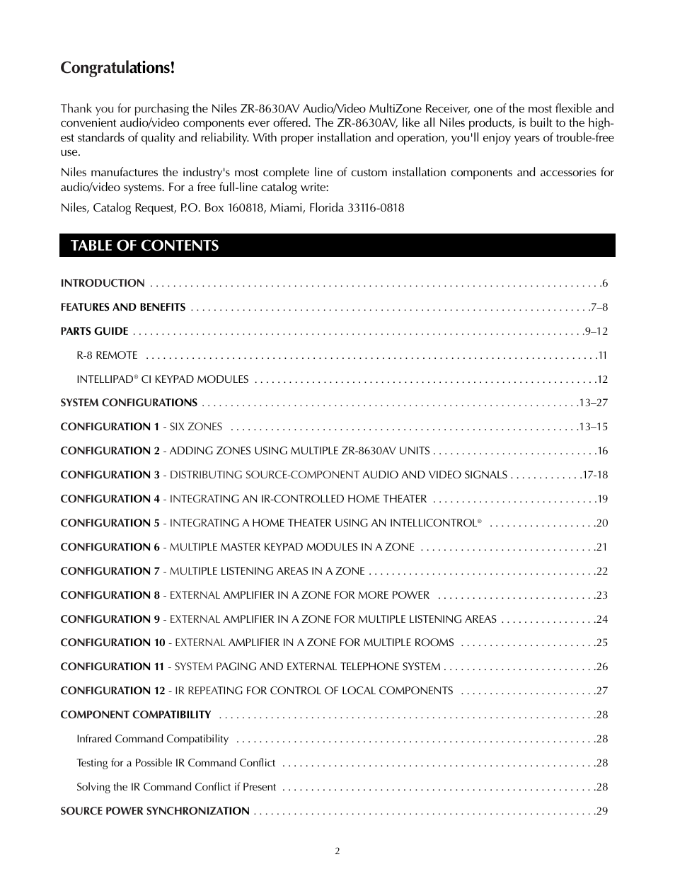 Niles Audio ZR-8630AVZR-8630AV User Manual | Page 2 / 86
