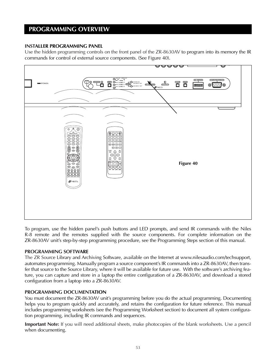 Programming overview | Niles Audio ZR-8630AVZR-8630AV User Manual | Page 53 / 86