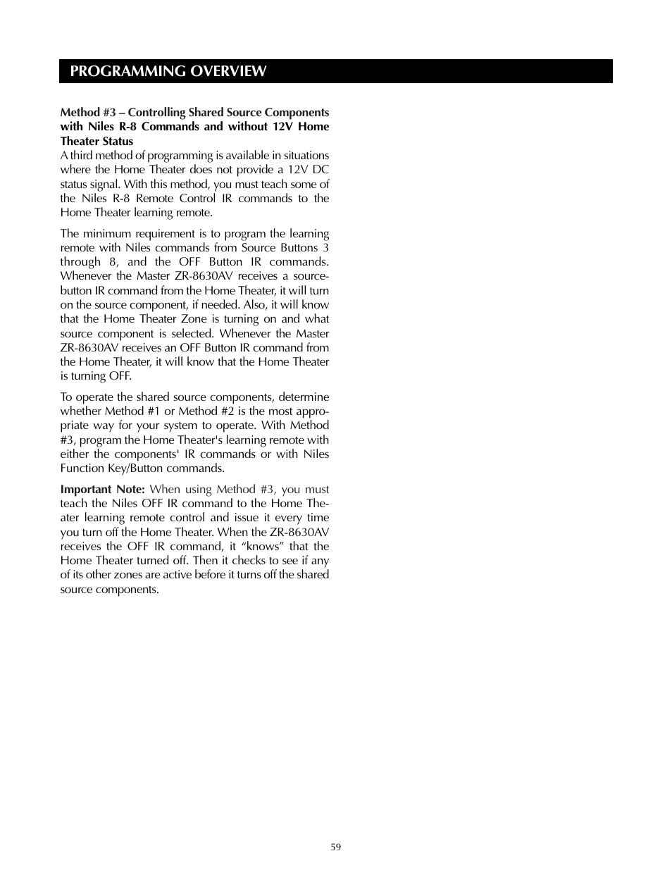 Programming overview | Niles Audio ZR-8630AVZR-8630AV User Manual | Page 59 / 86