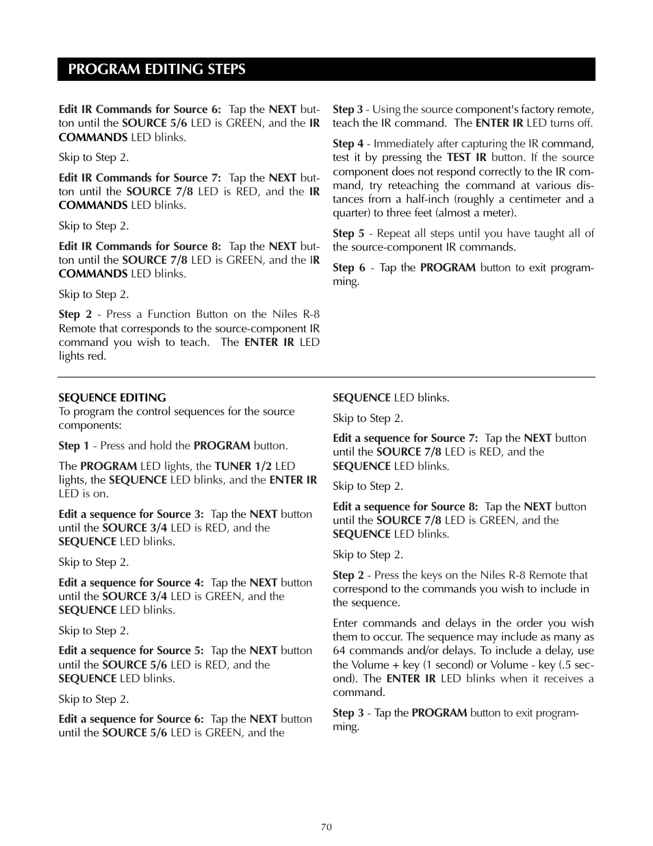 Program editing steps | Niles Audio ZR-8630AVZR-8630AV User Manual | Page 78 / 86