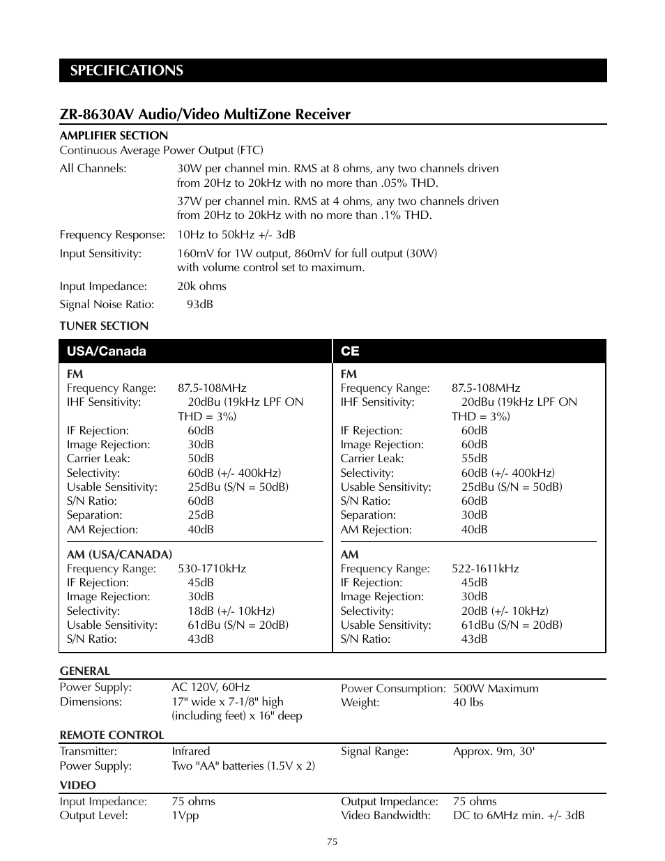 Niles Audio ZR-8630AVZR-8630AV User Manual | Page 83 / 86