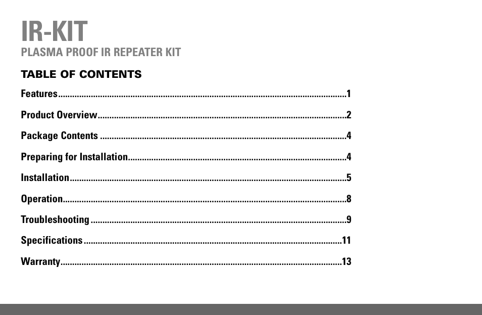 Ir-kit | Niles Audio IR-KIT User Manual | Page 2 / 20