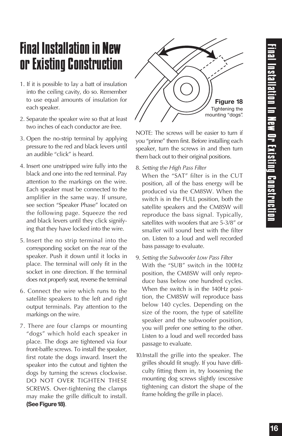 Final installation in new or existing construction | Niles Audio Niles CM8SW User Manual | Page 17 / 24