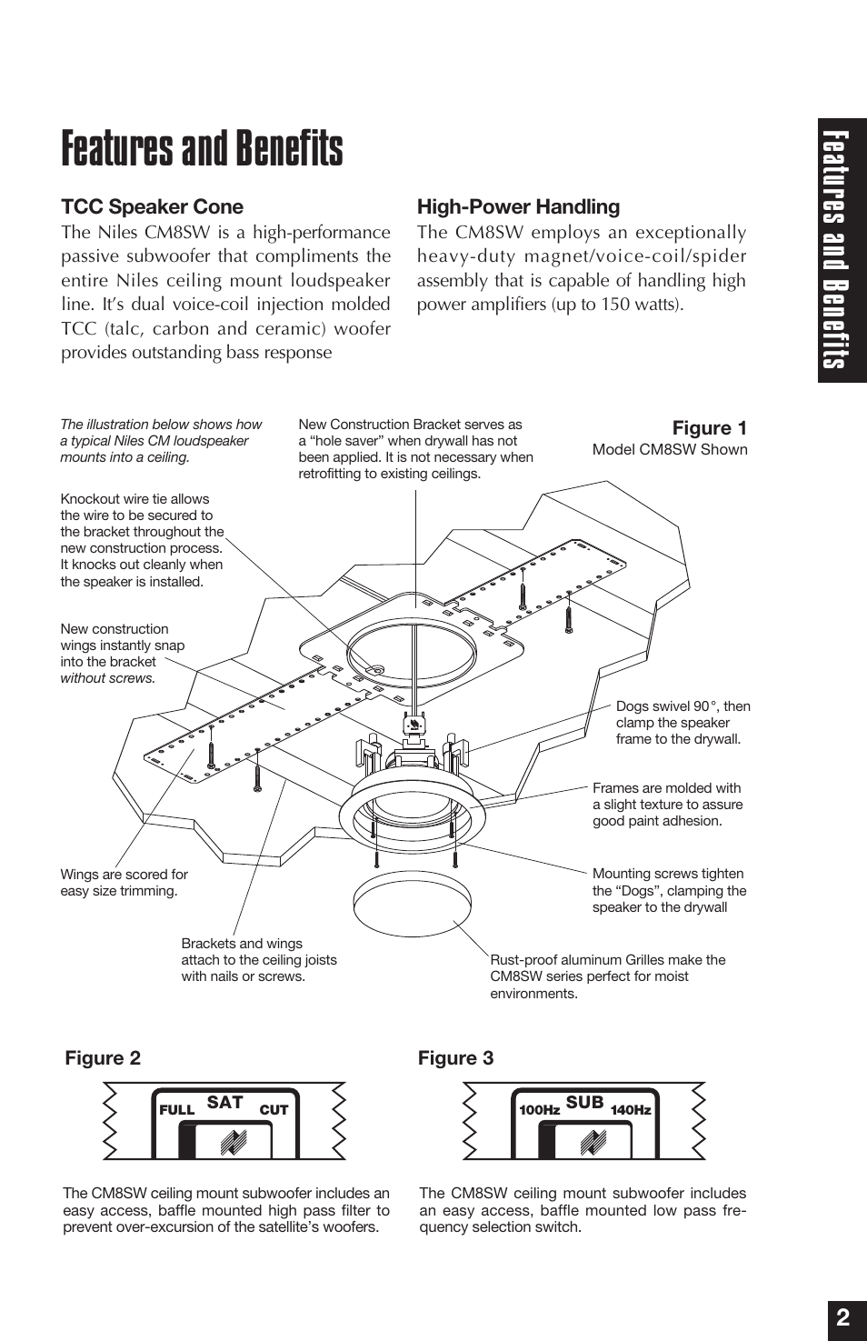 Features and benefits, Fea tur es and ben efit s | Niles Audio Niles CM8SW User Manual | Page 3 / 24