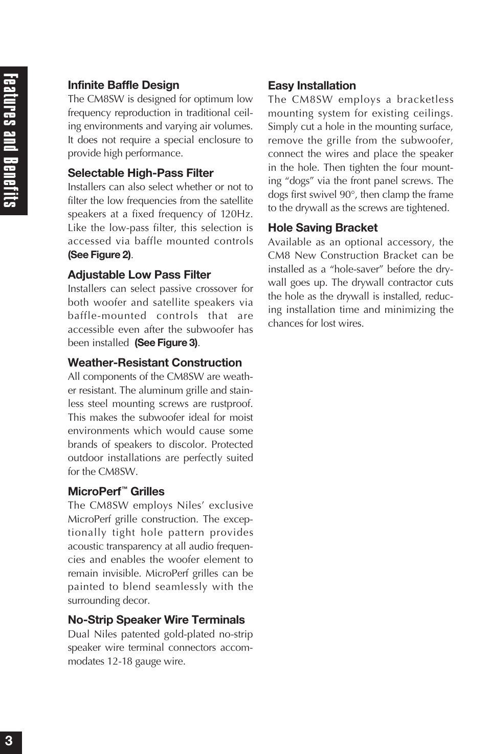 Fea tur es and ben efit s | Niles Audio Niles CM8SW User Manual | Page 4 / 24