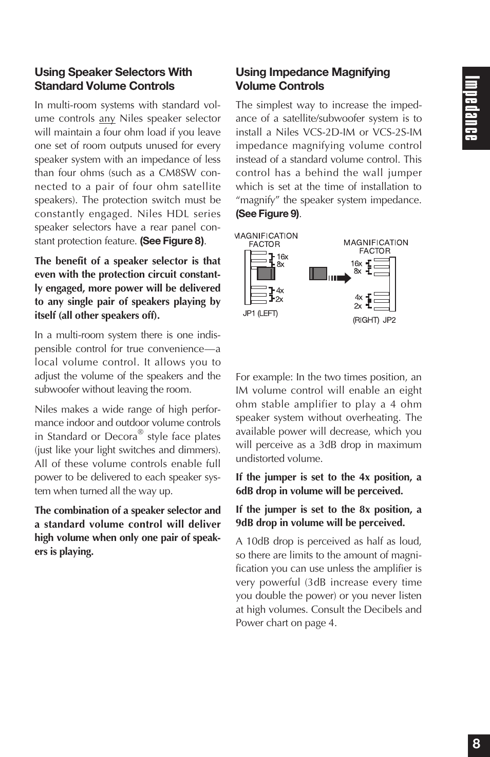 Im ped anc e | Niles Audio Niles CM8SW User Manual | Page 9 / 24