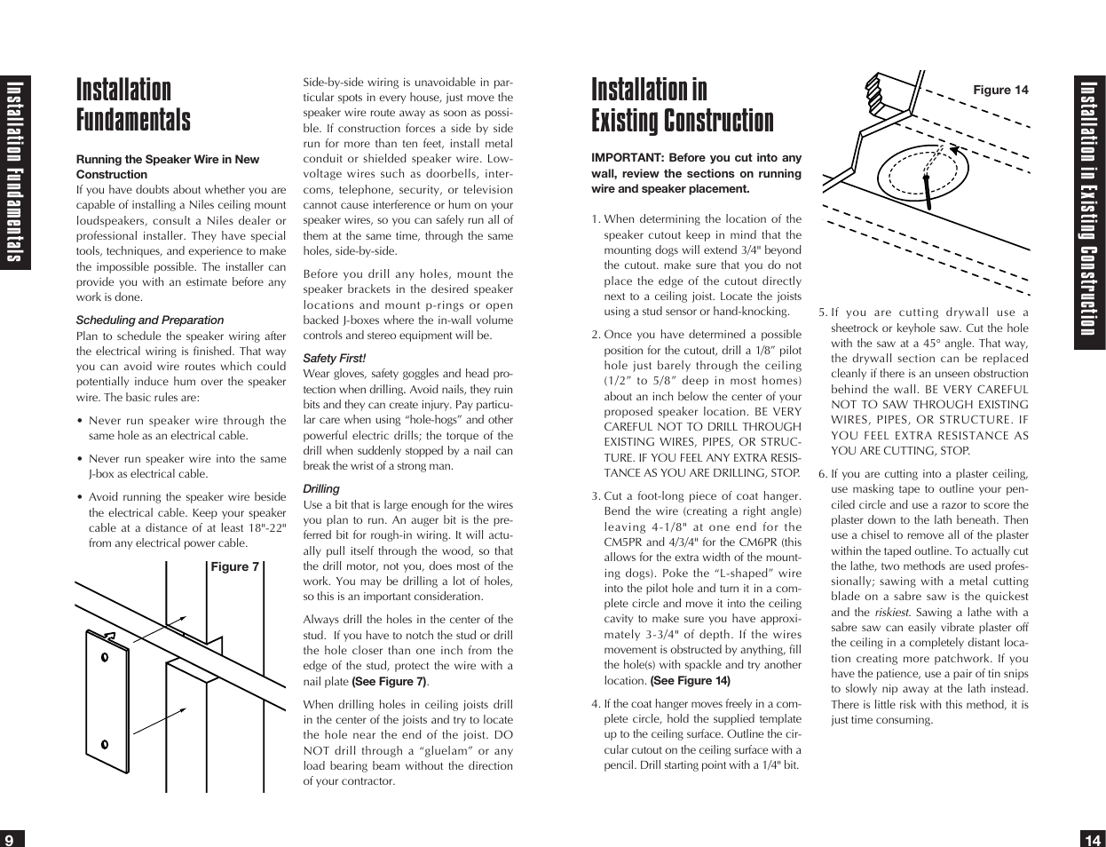Installation in existing construction, Installation fundamentals, Ins talla tion in exis ting cons tr uc tion | Ins talla tion f undamen tals | Niles Audio CM5PR User Manual | Page 10 / 12