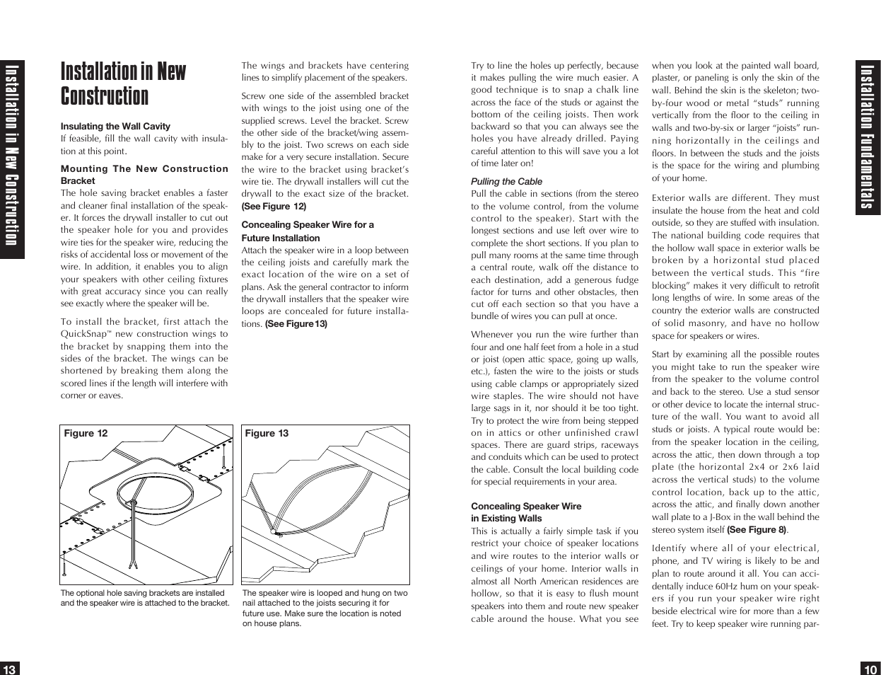 Installation in new construction, Ins talla tion f undamen tals, Ins talla tion in ne w cons tr uc tion | Niles Audio CM5PR User Manual | Page 11 / 12