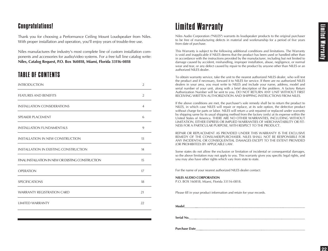 Niles Audio CM5PR User Manual | Page 2 / 12