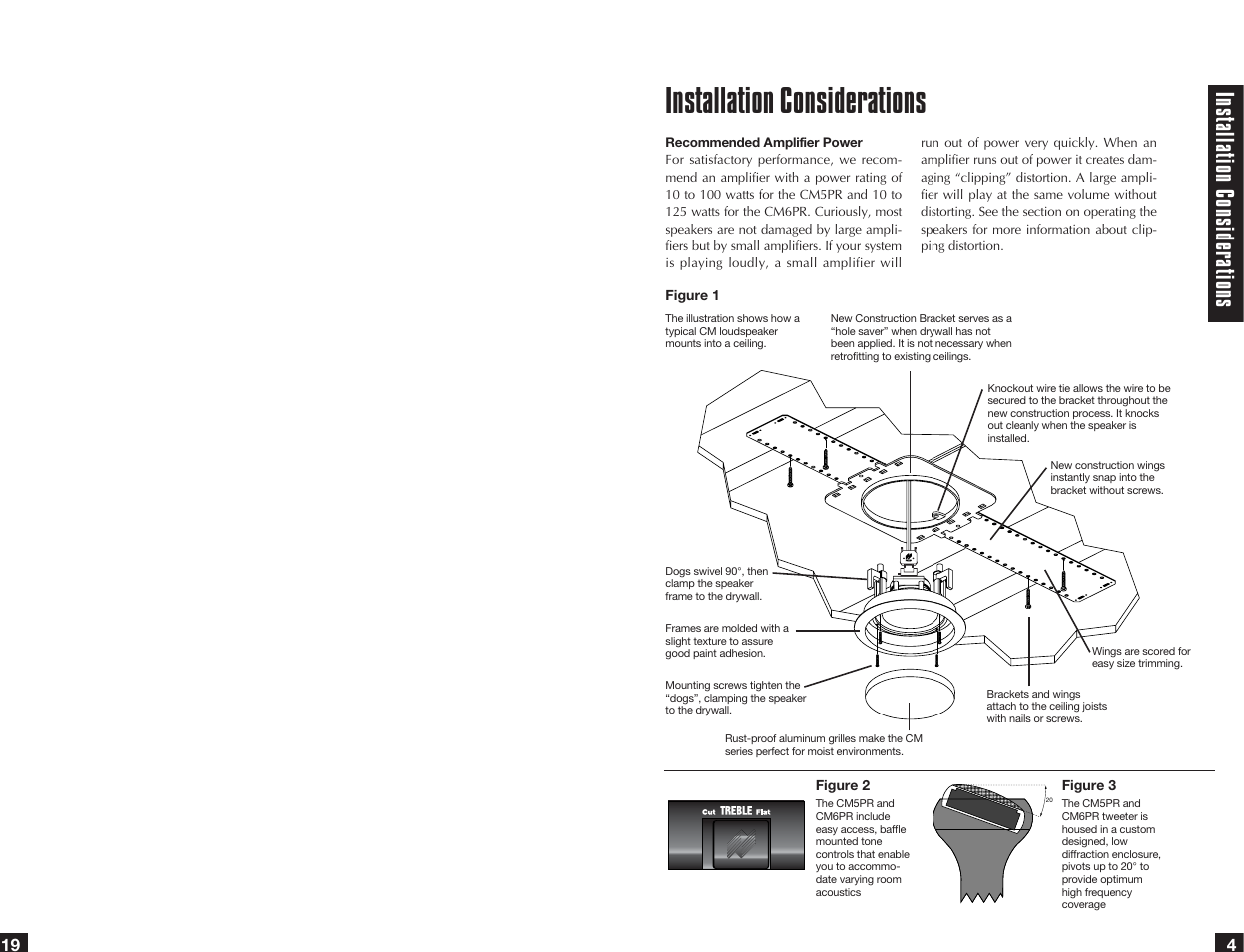 Installation considerations, Ins talla tion consider ations | Niles Audio CM5PR User Manual | Page 5 / 12