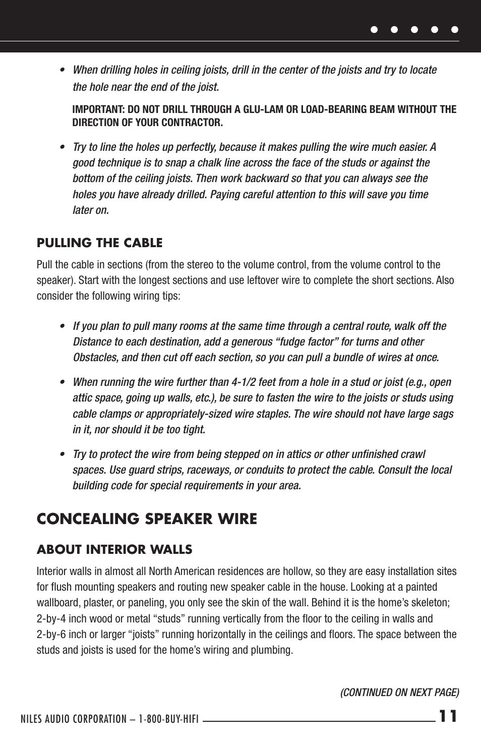 Concealing speaker wire | Niles Audio HDLCR User Manual | Page 13 / 28