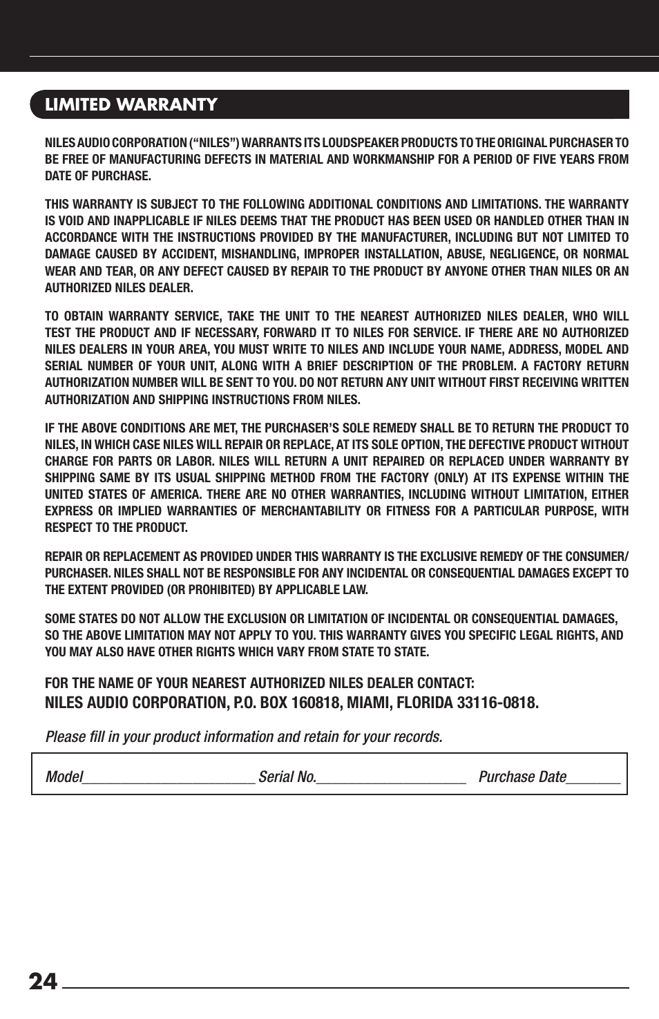 Niles Audio HDLCR User Manual | Page 26 / 28