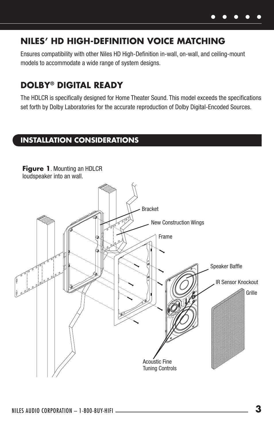 Niles’ hd high-definition voice matching, Dolby, Digital ready | Niles Audio HDLCR User Manual | Page 5 / 28