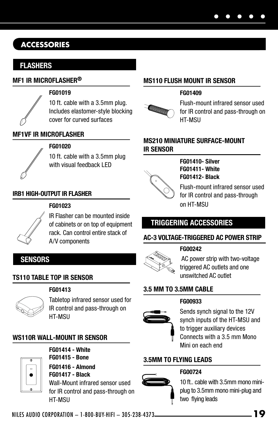 Flashers, Sensors, Triggering accessories | Niles Audio HT-MSU User Manual | Page 21 / 28