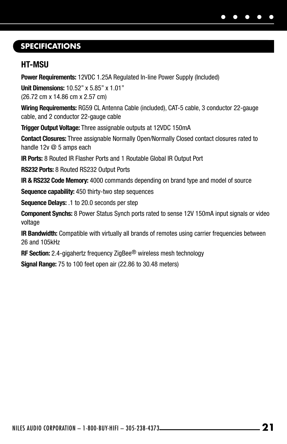 Ht-msu | Niles Audio HT-MSU User Manual | Page 23 / 28