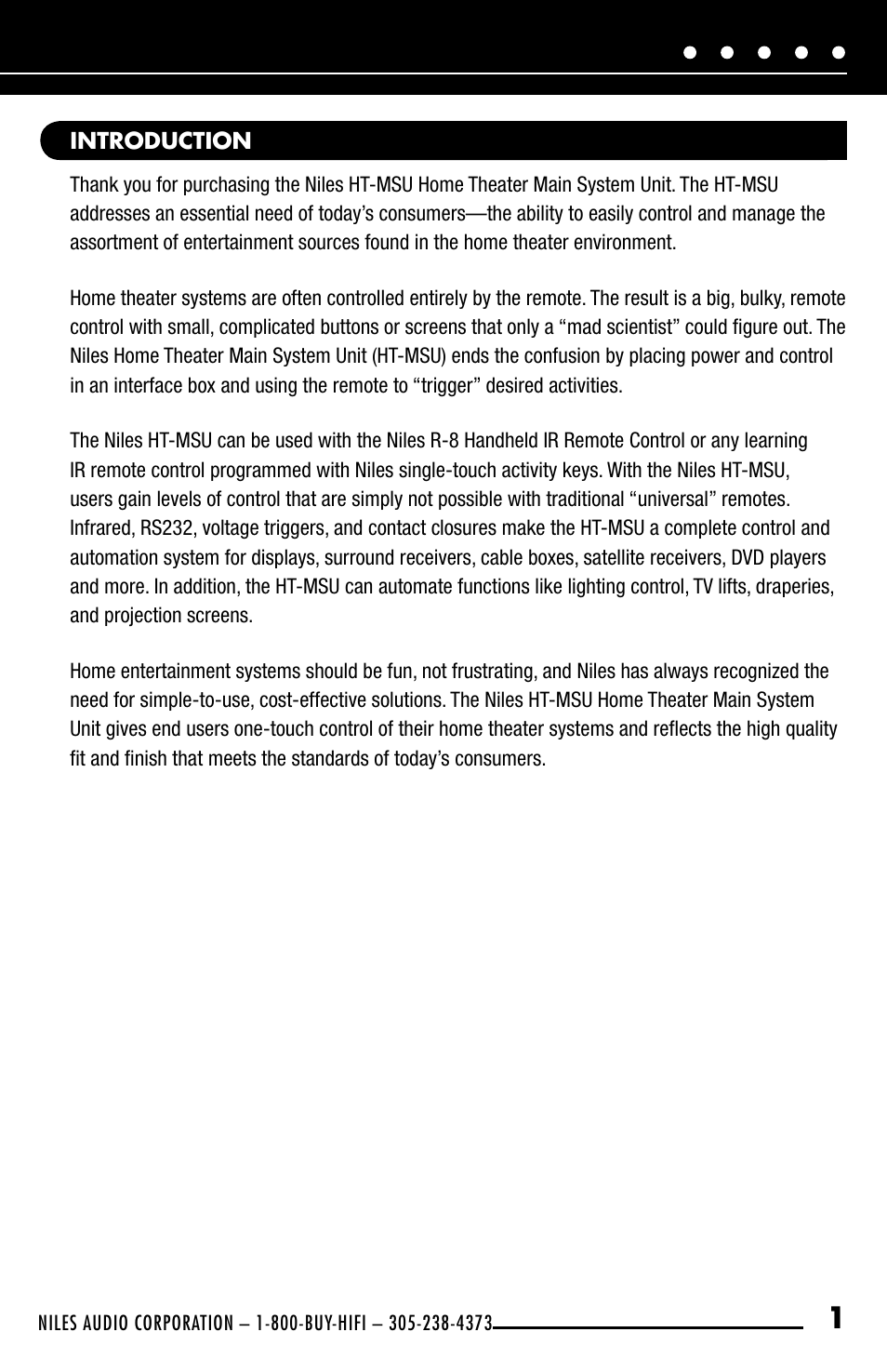 Niles Audio HT-MSU User Manual | Page 3 / 28