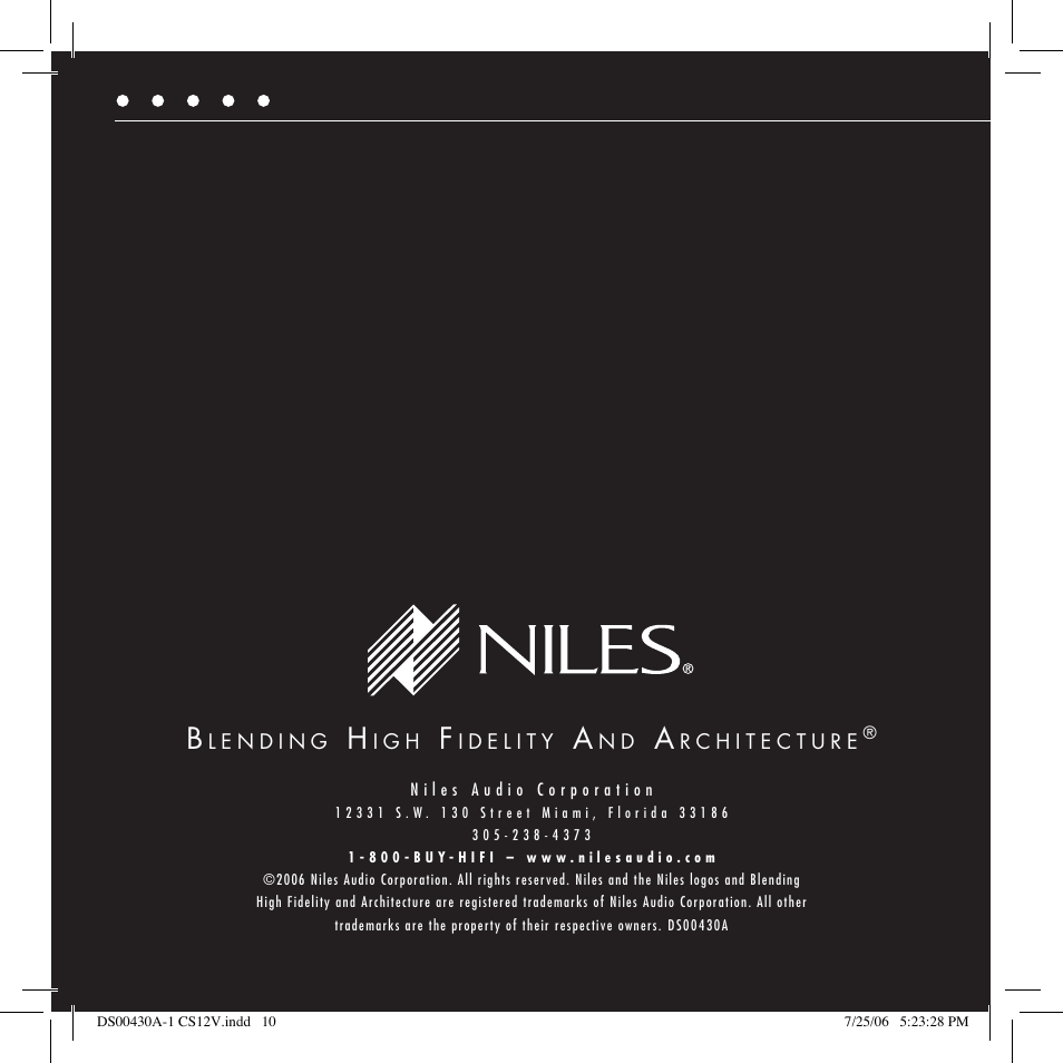 Niles Audio CS12V User Manual | Page 12 / 12