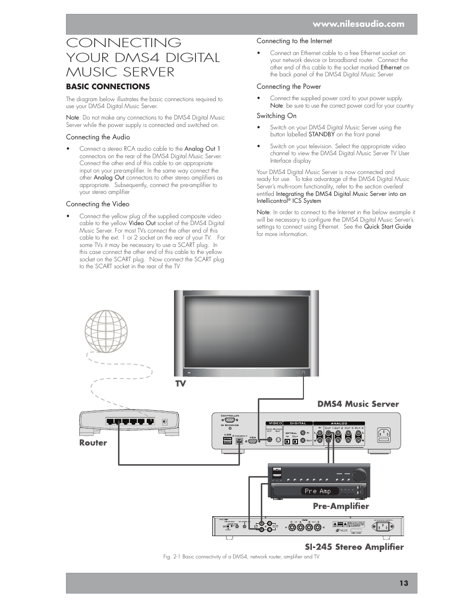 Connecting your dms4 digital music server | Niles Audio DMS4 User Manual | Page 13 / 50