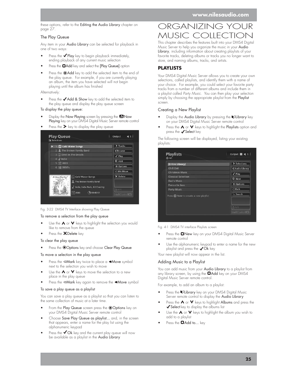 Organizing your music collection | Niles Audio DMS4 User Manual | Page 25 / 50