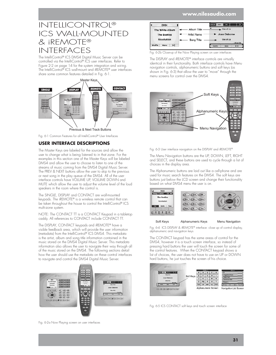 Intellicontrol, Ics wall-mounted & iremote, Interfaces | Niles Audio DMS4 User Manual | Page 31 / 50