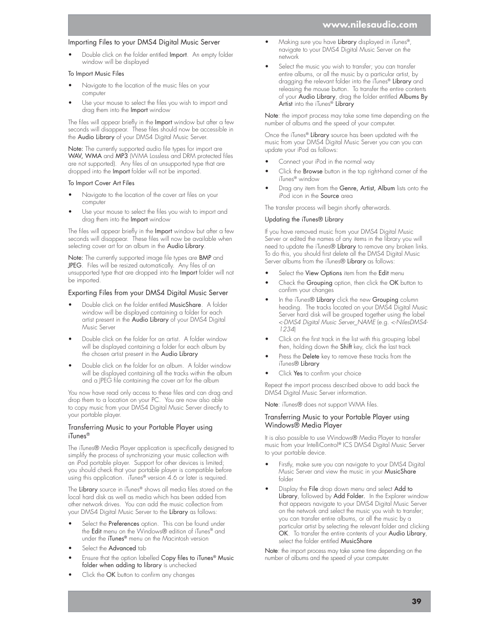 Niles Audio DMS4 User Manual | Page 39 / 50