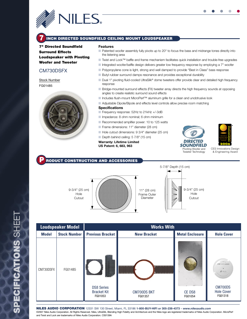 Niles Audio CM730DSFX User Manual | Page 2 / 2
