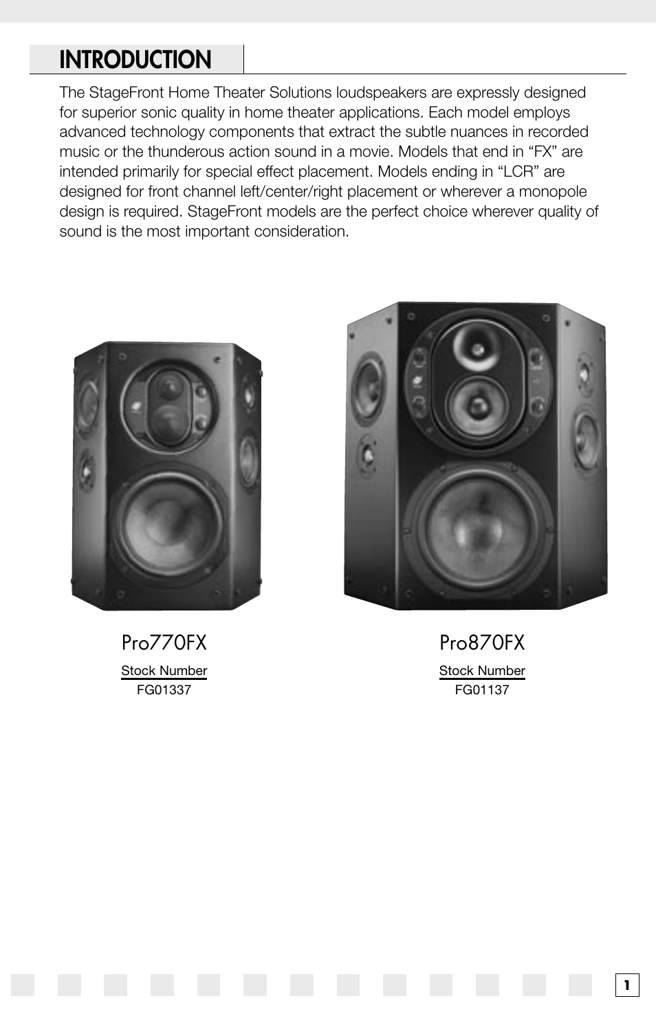 Introduction, Pro770fx, Pro870fx | Niles Audio Pro870FX User Manual | Page 3 / 16
