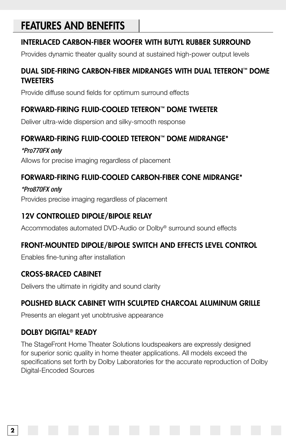 Features and benefits | Niles Audio Pro870FX User Manual | Page 4 / 16