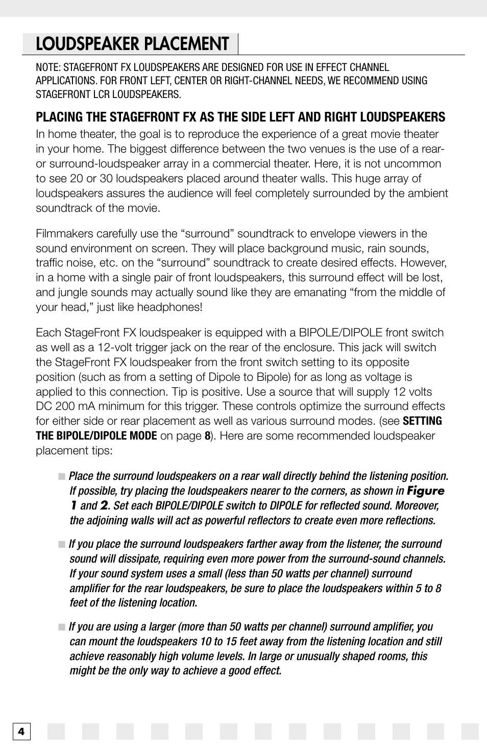 Loudspeaker placement | Niles Audio Pro870FX User Manual | Page 6 / 16