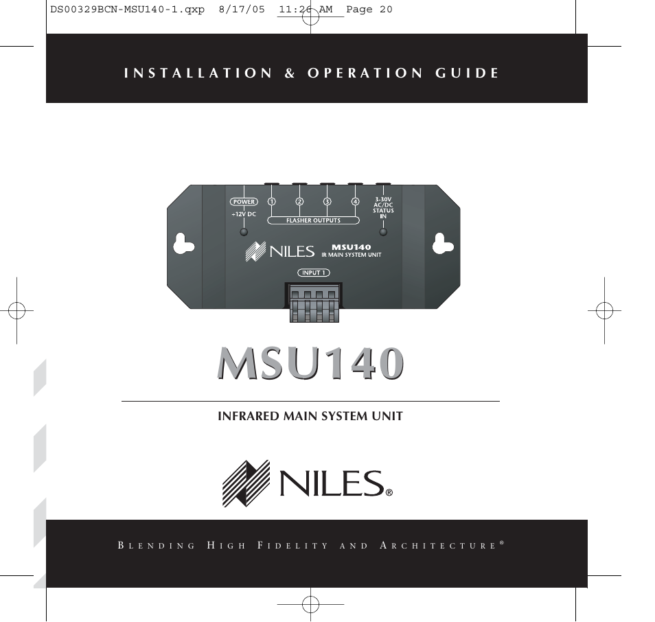 Niles Audio MSU140 User Manual | 20 pages