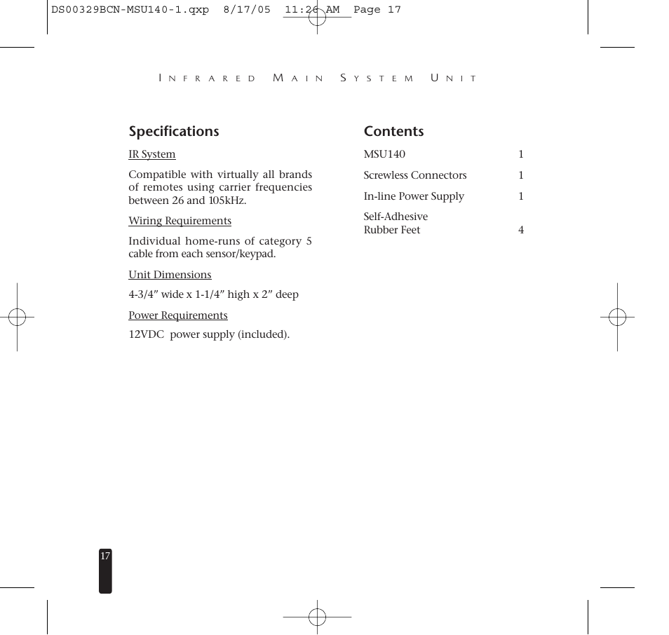 Niles Audio MSU140 User Manual | Page 18 / 20